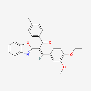 molecular formula C26H23NO4 B12160034 (2Z)-2-(1,3-benzoxazol-2-yl)-3-(4-ethoxy-3-methoxyphenyl)-1-(4-methylphenyl)prop-2-en-1-one 