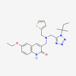 molecular formula C24H30N6O2S B1216004 6-ethoxy-3-[[[1-(2-methylbutan-2-yl)-5-tetrazolyl]methyl-(thiophen-2-ylmethyl)amino]methyl]-1H-quinolin-2-one 