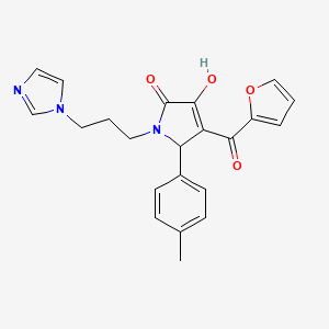 molecular formula C22H21N3O4 B12160043 3-(furan-2-carbonyl)-4-hydroxy-1-(3-imidazol-1-ylpropyl)-2-(4-methylphenyl)-2H-pyrrol-5-one 