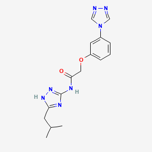 molecular formula C16H19N7O2 B12160051 N-[3-(2-methylpropyl)-1H-1,2,4-triazol-5-yl]-2-[3-(4H-1,2,4-triazol-4-yl)phenoxy]acetamide 