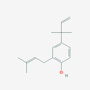 molecular formula C16H22O B1216009 2-(3-Methylbut-2-enyl)-4-(2-methylbut-3-en-2-yl)phenol CAS No. 73215-04-0
