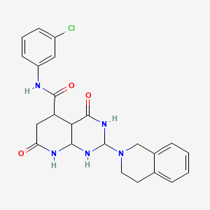 molecular formula C23H24ClN5O3 B12160135 N-(3-chlorophenyl)-2-(3,4-dihydro-1H-isoquinolin-2-yl)-4,7-dioxo-1,2,3,4a,5,6,8,8a-octahydropyrido[2,3-d]pyrimidine-5-carboxamide 
