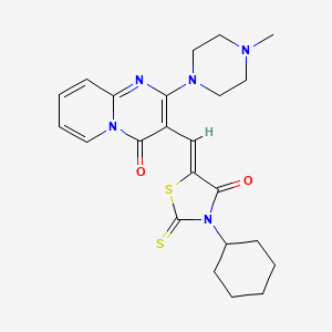 molecular formula C23H27N5O2S2 B12160146 3-[(Z)-(3-cyclohexyl-4-oxo-2-thioxo-1,3-thiazolidin-5-ylidene)methyl]-2-(4-methylpiperazin-1-yl)-4H-pyrido[1,2-a]pyrimidin-4-one 