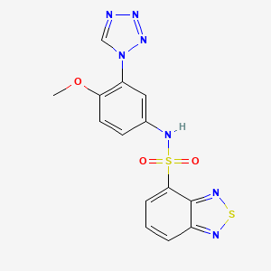 molecular formula C14H11N7O3S2 B12160179 N-[4-methoxy-3-(1H-tetrazol-1-yl)phenyl]-2,1,3-benzothiadiazole-4-sulfonamide 