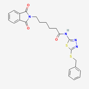 molecular formula C23H22N4O3S2 B12160276 N-[5-(benzylsulfanyl)-1,3,4-thiadiazol-2-yl]-6-(1,3-dioxo-1,3-dihydro-2H-isoindol-2-yl)hexanamide 