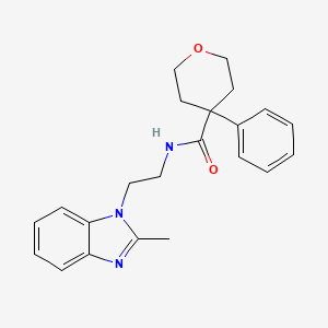 molecular formula C22H25N3O2 B12160324 N-[2-(2-methyl-1H-benzimidazol-1-yl)ethyl]-4-phenyltetrahydro-2H-pyran-4-carboxamide 