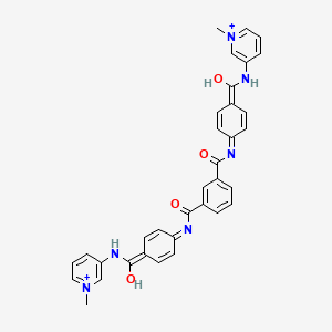 molecular formula C34H30N6O4+2 B1216036 1-N,3-N-bis[4-[hydroxy-[(1-methylpyridin-1-ium-3-yl)amino]methylidene]cyclohexa-2,5-dien-1-ylidene]benzene-1,3-dicarboxamide CAS No. 47853-44-1