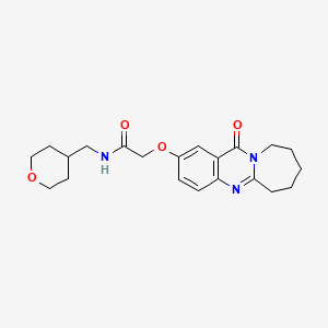 molecular formula C21H27N3O4 B12160374 2-[(12-oxo-6,7,8,9,10,12-hexahydroazepino[2,1-b]quinazolin-2-yl)oxy]-N-(tetrahydro-2H-pyran-4-ylmethyl)acetamide 