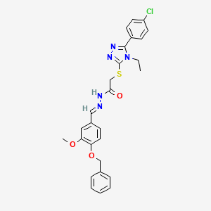 molecular formula C27H26ClN5O3S B12160412 N'-{(E)-[4-(benzyloxy)-3-methoxyphenyl]methylidene}-2-{[5-(4-chlorophenyl)-4-ethyl-4H-1,2,4-triazol-3-yl]sulfanyl}acetohydrazide 