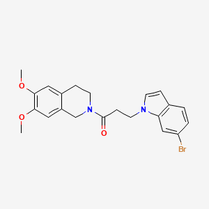 molecular formula C22H23BrN2O3 B12160453 3-(6-bromo-1H-indol-1-yl)-1-(6,7-dimethoxy-3,4-dihydroisoquinolin-2(1H)-yl)propan-1-one 