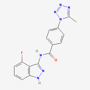 molecular formula C16H12FN7O B12160499 N-(4-fluoro-2H-indazol-3-yl)-4-(5-methyl-1H-tetrazol-1-yl)benzamide 