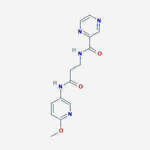 molecular formula C14H15N5O3 B12160506 N-{3-[(6-methoxypyridin-3-yl)amino]-3-oxopropyl}pyrazine-2-carboxamide 
