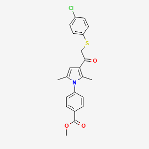 molecular formula C22H20ClNO3S B12160530 methyl 4-(3-{[(4-chlorophenyl)sulfanyl]acetyl}-2,5-dimethyl-1H-pyrrol-1-yl)benzoate 
