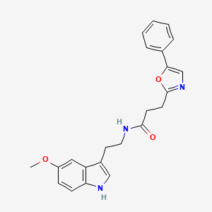molecular formula C23H23N3O3 B12160538 N-[2-(5-methoxy-1H-indol-3-yl)ethyl]-3-(5-phenyl-1,3-oxazol-2-yl)propanamide 