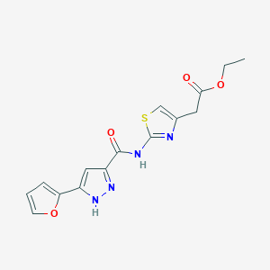 molecular formula C15H14N4O4S B12160590 ethyl [2-({[3-(furan-2-yl)-1H-pyrazol-5-yl]carbonyl}amino)-1,3-thiazol-4-yl]acetate 