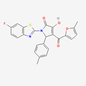 molecular formula C24H17FN2O4S B12160705 (4E)-1-(6-fluoro-1,3-benzothiazol-2-yl)-4-[hydroxy(5-methylfuran-2-yl)methylidene]-5-(4-methylphenyl)pyrrolidine-2,3-dione 