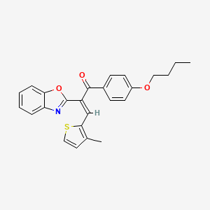 molecular formula C25H23NO3S B12160765 (2E)-2-(1,3-benzoxazol-2-yl)-1-(4-butoxyphenyl)-3-(3-methylthiophen-2-yl)prop-2-en-1-one 
