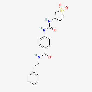 molecular formula C20H27N3O4S B12160820 N-[2-(cyclohex-1-en-1-yl)ethyl]-4-{[(1,1-dioxidotetrahydrothiophen-3-yl)carbamoyl]amino}benzamide 