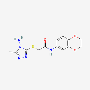 molecular formula C13H15N5O3S B12160835 2-[(4-amino-5-methyl-4H-1,2,4-triazol-3-yl)sulfanyl]-N-(2,3-dihydro-1,4-benzodioxin-6-yl)acetamide 