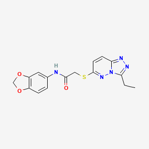 molecular formula C16H15N5O3S B12160857 N-(1,3-benzodioxol-5-yl)-2-[(3-ethyl[1,2,4]triazolo[4,3-b]pyridazin-6-yl)sulfanyl]acetamide 