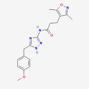 molecular formula C18H21N5O3 B12160885 3-(3,5-dimethyl-1,2-oxazol-4-yl)-N-[5-(4-methoxybenzyl)-4H-1,2,4-triazol-3-yl]propanamide 