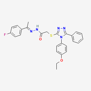 molecular formula C26H24FN5O2S B12160905 2-[[4-(4-ethoxyphenyl)-5-phenyl-1,2,4-triazol-3-yl]sulfanyl]-N-[(Z)-1-(4-fluorophenyl)ethylideneamino]acetamide 