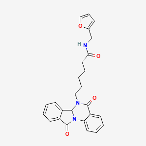 molecular formula C26H25N3O4 B12160918 6-(5,11-dioxo-6a,11-dihydroisoindolo[2,1-a]quinazolin-6(5H)-yl)-N-(furan-2-ylmethyl)hexanamide 