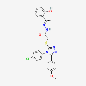 molecular formula C25H22ClN5O3S B12160938 2-{[4-(4-chlorophenyl)-5-(4-methoxyphenyl)-4H-1,2,4-triazol-3-yl]sulfanyl}-N'-[(1E)-1-(2-hydroxyphenyl)ethylidene]acetohydrazide 