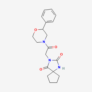 molecular formula C19H23N3O4 B12160950 3-[2-Oxo-2-(2-phenylmorpholin-4-yl)ethyl]-1,3-diazaspiro[4.4]nonane-2,4-dione 