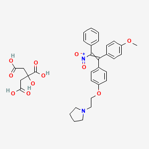 molecular formula C33H36N2O11 B1216096 2-hydroxypropane-1,2,3-tricarboxylic acid;1-[2-[4-[1-(4-methoxyphenyl)-2-nitro-2-phenylethenyl]phenoxy]ethyl]pyrrolidine 