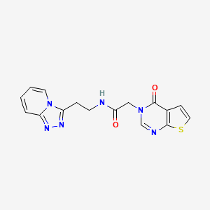 molecular formula C16H14N6O2S B12160974 2-[4-oxothieno[2,3-d]pyrimidin-3(4H)-yl]-N-(2-[1,2,4]triazolo[4,3-a]pyridin-3-ylethyl)acetamide 