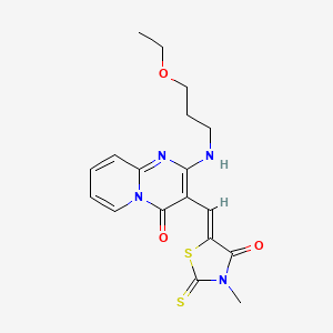 molecular formula C18H20N4O3S2 B12160984 2-[(3-ethoxypropyl)amino]-3-[(Z)-(3-methyl-4-oxo-2-thioxo-1,3-thiazolidin-5-ylidene)methyl]-4H-pyrido[1,2-a]pyrimidin-4-one 