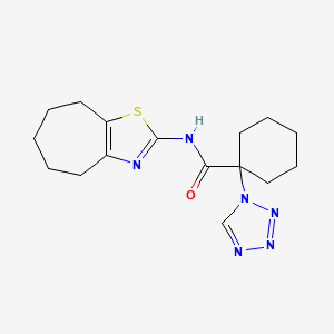 molecular formula C16H22N6OS B12161000 N-(5,6,7,8-tetrahydro-4H-cyclohepta[d]thiazol-2-yl)-1-(1H-tetrazol-1-yl)cyclohexanecarboxamide 