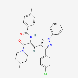 molecular formula C32H31ClN4O2 B12161200 N-[(1Z)-1-[3-(4-chlorophenyl)-1-phenyl-1H-pyrazol-4-yl]-3-(4-methylpiperidin-1-yl)-3-oxoprop-1-en-2-yl]-4-methylbenzamide 