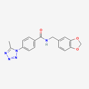 molecular formula C17H15N5O3 B12161227 N-(1,3-benzodioxol-5-ylmethyl)-4-(5-methyl-1H-tetrazol-1-yl)benzamide 