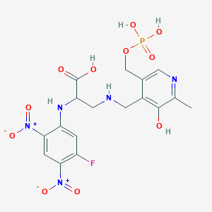 molecular formula C17H19FN5O11P B1216131 2-(5-Fluoro-2,4-dinitroanilino)-3-[[3-hydroxy-2-methyl-5-(phosphonooxymethyl)pyridin-4-yl]methylamino]propanoic acid CAS No. 72156-20-8