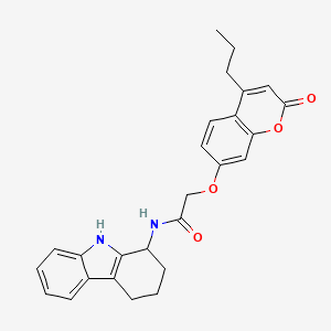 molecular formula C26H26N2O4 B12161366 2-[(2-oxo-4-propyl-2H-chromen-7-yl)oxy]-N-(2,3,4,9-tetrahydro-1H-carbazol-1-yl)acetamide 
