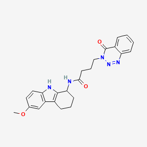 molecular formula C24H25N5O3 B12161415 N-(6-methoxy-2,3,4,9-tetrahydro-1H-carbazol-1-yl)-4-(4-oxo-1,2,3-benzotriazin-3(4H)-yl)butanamide 