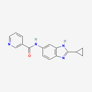 molecular formula C16H14N4O B12161604 N-(2-cyclopropyl-1H-benzimidazol-5-yl)pyridine-3-carboxamide 