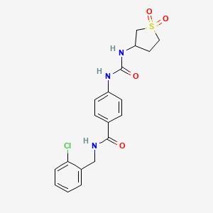 molecular formula C19H20ClN3O4S B12161782 N-(2-chlorobenzyl)-4-{[(1,1-dioxidotetrahydrothiophen-3-yl)carbamoyl]amino}benzamide 
