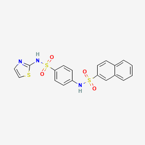 molecular formula C19H15N3O4S3 B12161836 N-[4-(1,3-thiazol-2-ylsulfamoyl)phenyl]naphthalene-2-sulfonamide 