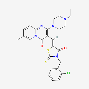 molecular formula C26H26ClN5O2S2 B12161920 3-{(Z)-[3-(2-chlorobenzyl)-4-oxo-2-thioxo-1,3-thiazolidin-5-ylidene]methyl}-2-(4-ethylpiperazin-1-yl)-7-methyl-4H-pyrido[1,2-a]pyrimidin-4-one 