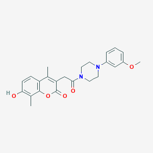 molecular formula C24H26N2O5 B12161957 7-hydroxy-3-(2-(4-(3-methoxyphenyl)piperazin-1-yl)-2-oxoethyl)-4,8-dimethyl-2H-chromen-2-one 