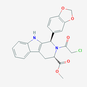 molecular formula C22H19ClN2O5 B121620 (1R,3S)-1-(1,3-Benzodioxol-5-yl)-2-(2-chloroacetyl)-2,3,4,9-tetrahydro-1H-pyrido[3,4-b]indole-3-carboxylic Acid Methyl Ester CAS No. 629652-44-4