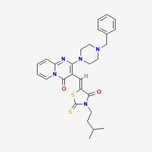 molecular formula C28H31N5O2S2 B12162015 2-(4-benzylpiperazin-1-yl)-3-{(Z)-[3-(3-methylbutyl)-4-oxo-2-thioxo-1,3-thiazolidin-5-ylidene]methyl}-4H-pyrido[1,2-a]pyrimidin-4-one 