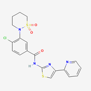molecular formula C19H17ClN4O3S2 B12162124 4-chloro-3-(1,1-dioxido-1,2-thiazinan-2-yl)-N-[(2Z)-4-(pyridin-2-yl)-1,3-thiazol-2(3H)-ylidene]benzamide 