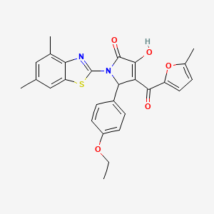 molecular formula C27H24N2O5S B12162136 (4E)-1-(4,6-dimethyl-1,3-benzothiazol-2-yl)-5-(4-ethoxyphenyl)-4-[hydroxy(5-methylfuran-2-yl)methylidene]pyrrolidine-2,3-dione 