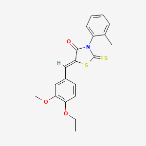 molecular formula C20H19NO3S2 B12162145 5-[(4-Ethoxy-3-methoxyphenyl)methylene]-3-(2-methylphenyl)-2-thioxo-1,3-thiazo lidin-4-one 
