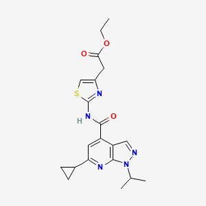 molecular formula C20H23N5O3S B12162185 ethyl [2-({[6-cyclopropyl-1-(propan-2-yl)-1H-pyrazolo[3,4-b]pyridin-4-yl]carbonyl}amino)-1,3-thiazol-4-yl]acetate 