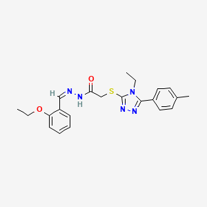 molecular formula C22H25N5O2S B12162265 N-[(E)-(2-ethoxyphenyl)methylideneamino]-2-[[4-ethyl-5-(4-methylphenyl)-1,2,4-triazol-3-yl]sulfanyl]acetamide 